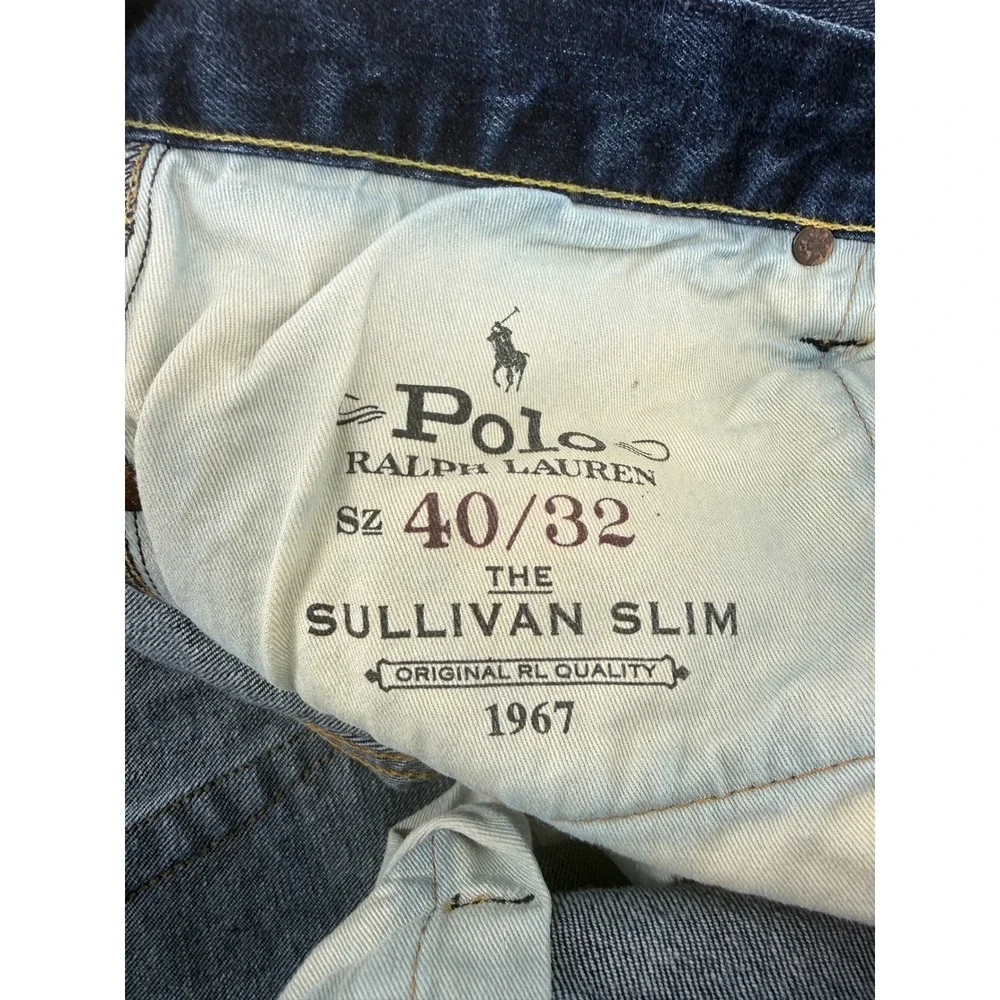Polo Ralph Lauren Sullivan Slim Jeans Mens 40x32 Dark Wash Blue Button Fly Denim